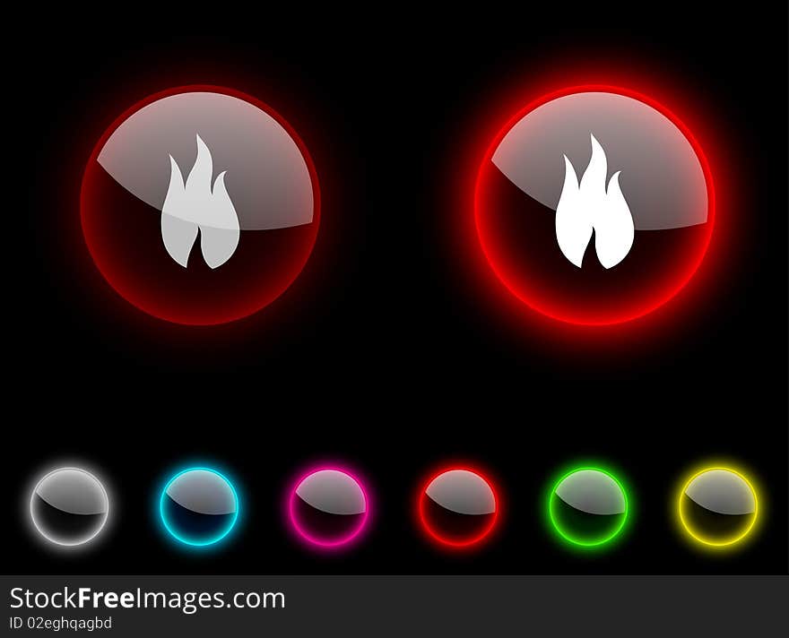 Fire realistic icons. Empty buttons included. Fire realistic icons. Empty buttons included.