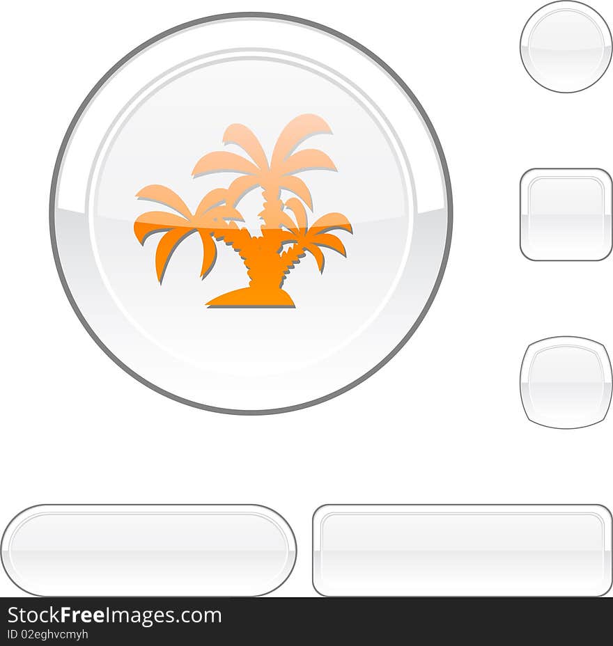 Tropical white buttons. Set of illustration. Tropical white buttons. Set of illustration.