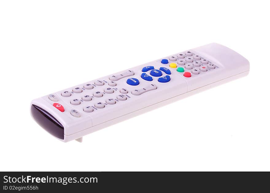 Grey remote control isolated on white background