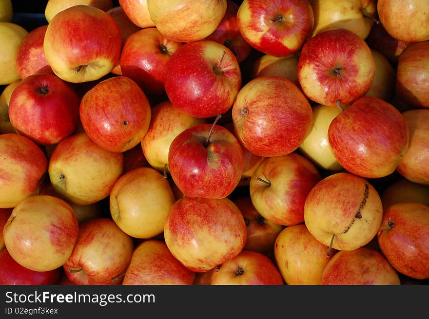 Apples on a market in a city