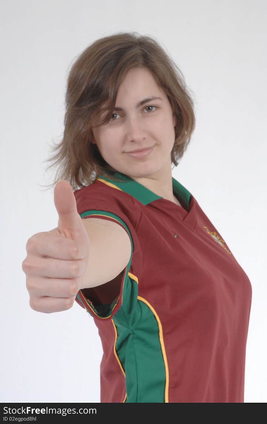 Woman Portugal Soccer fan, isolated on white background