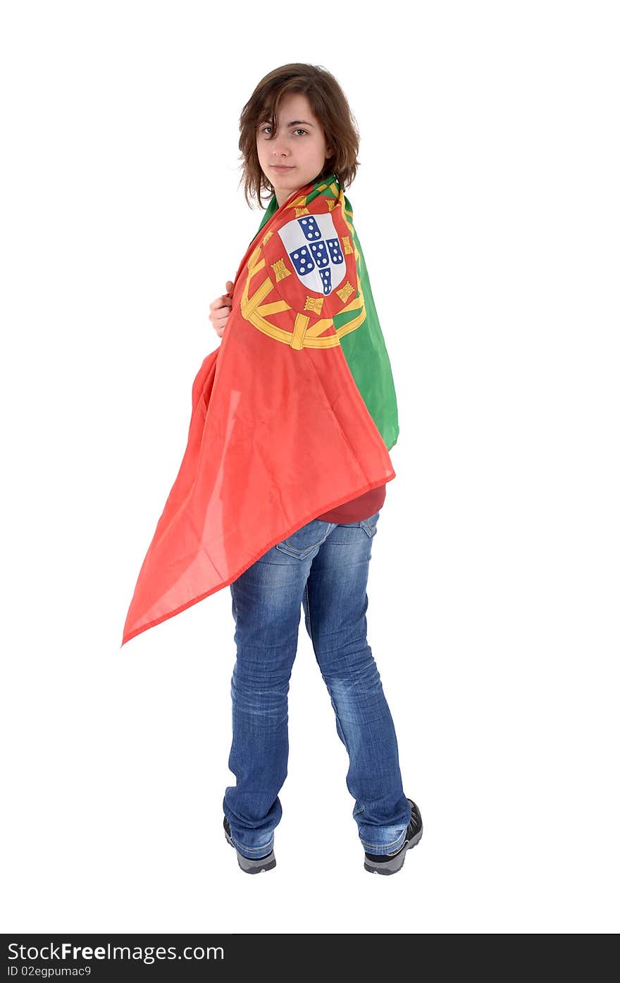 Portugal Soccer Fan, Isolated On White Background