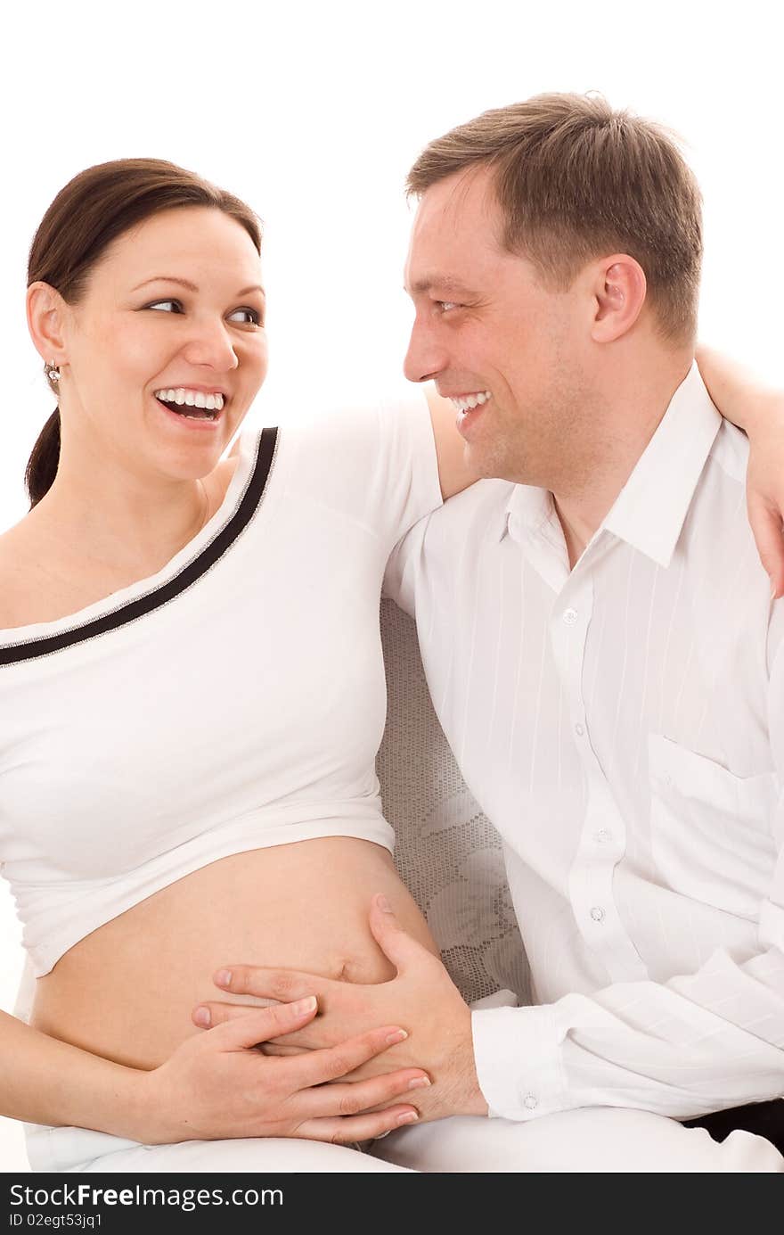 Happy man with his wife sitting