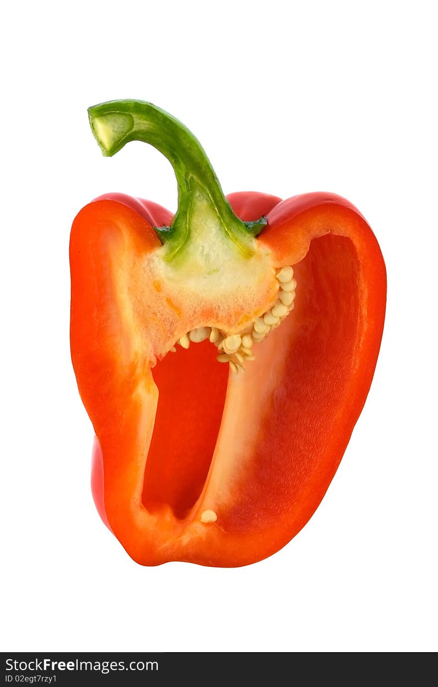 Fresh cut red bell pepper on white. Fresh cut red bell pepper on white