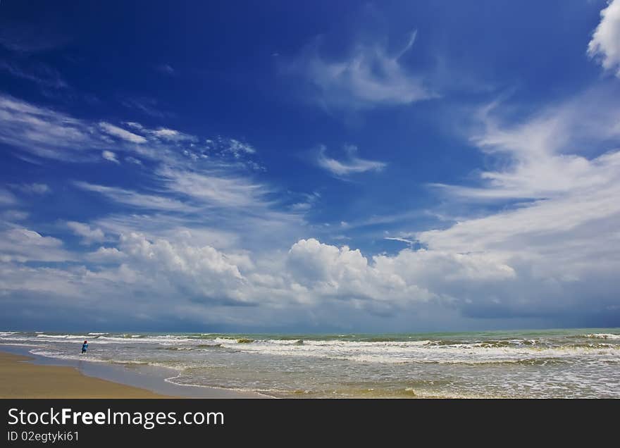 Beautiful cloud at lonely beach