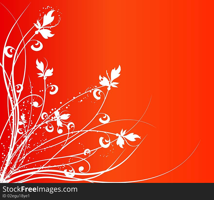 Drawing of white flower texture in a red background