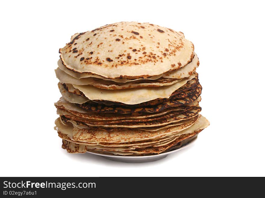 Fried pancakes isolated on a white background