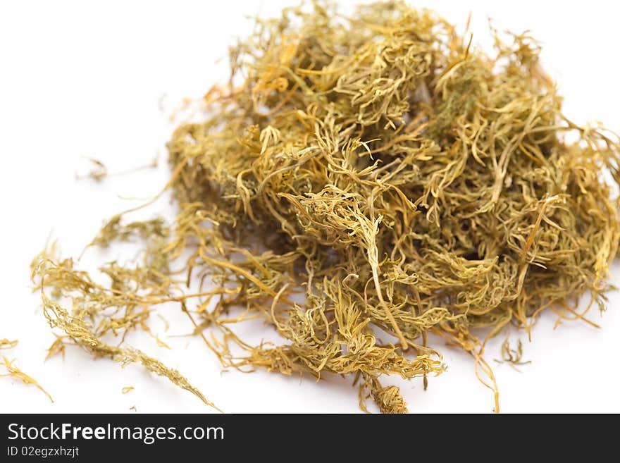 Dried dillweed on white background