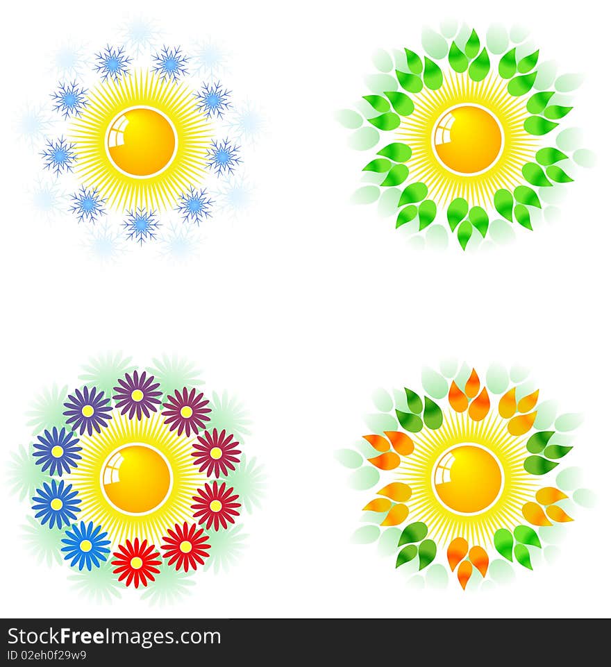 Set of icons on the seasons theme