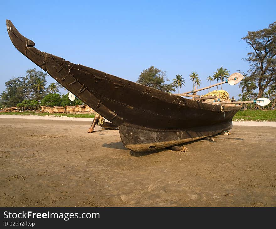 Wooden boat on the beach