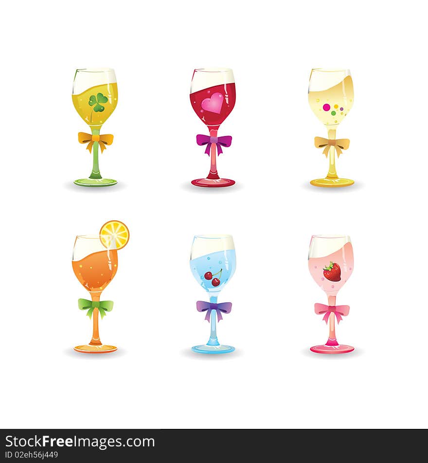 Set of colorful wine icons