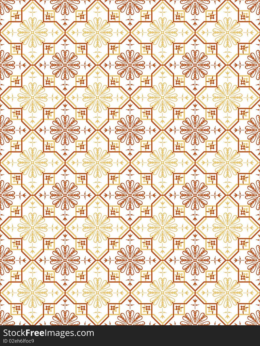 Beige Retro Seamless Flower Pattern