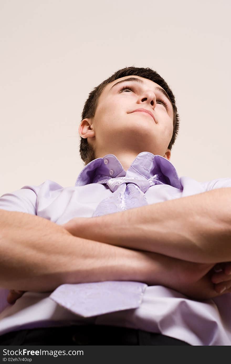 Portrait of a young businessman  a white background