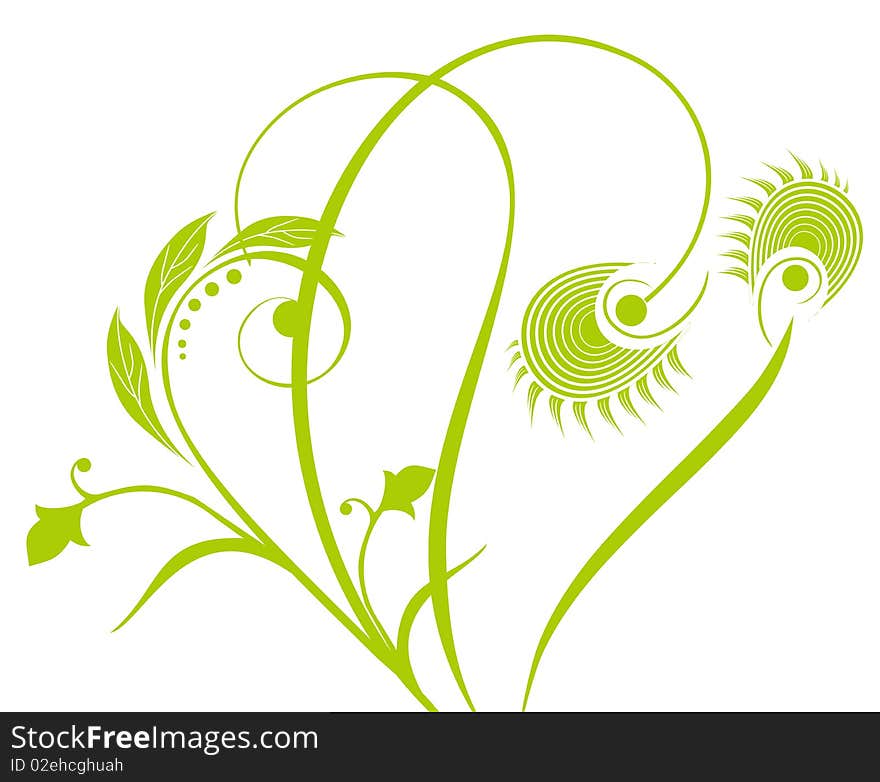 Illustration drawing of beautiful green flower pattern