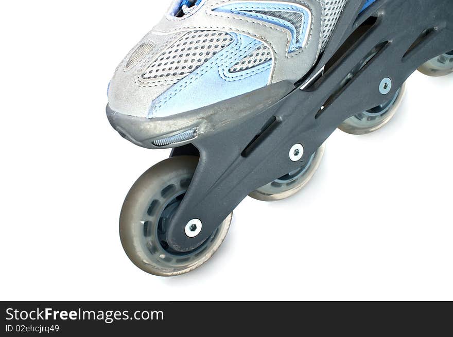 Close up of an inline skate, isolated on white. Close up of an inline skate, isolated on white.