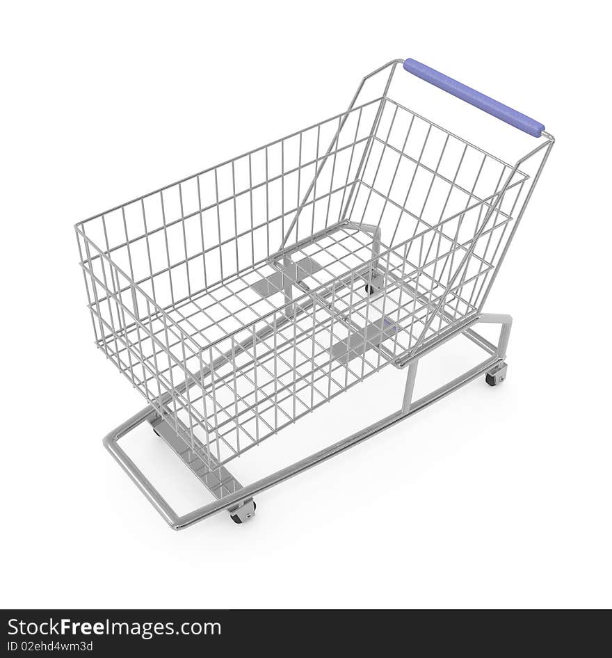 Shopping cart on white background