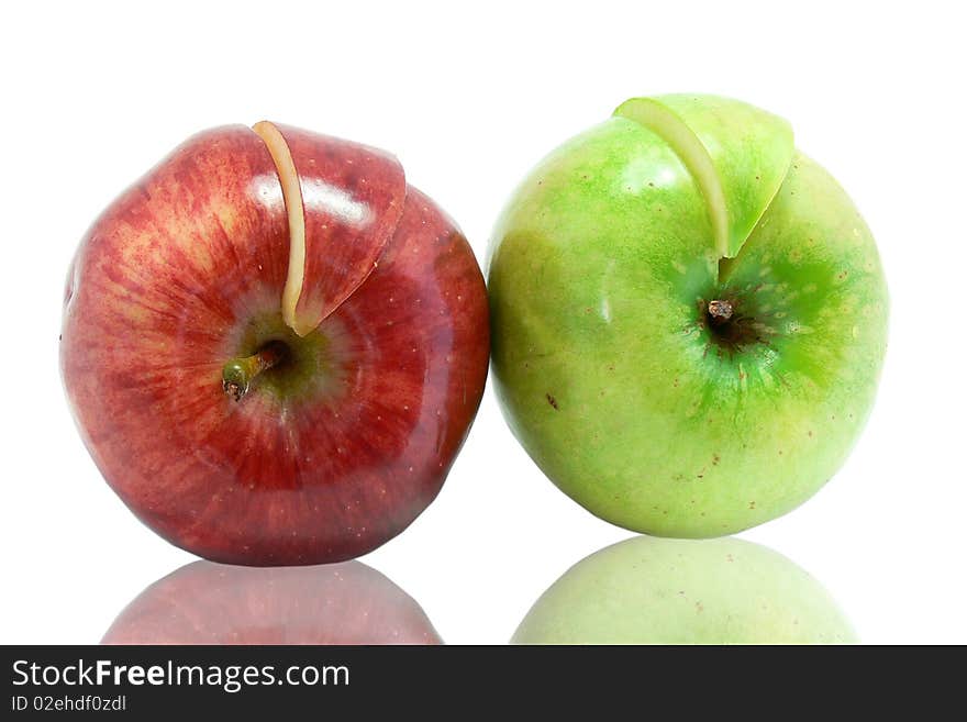 Two apple isolated on the white background. Two apple isolated on the white background