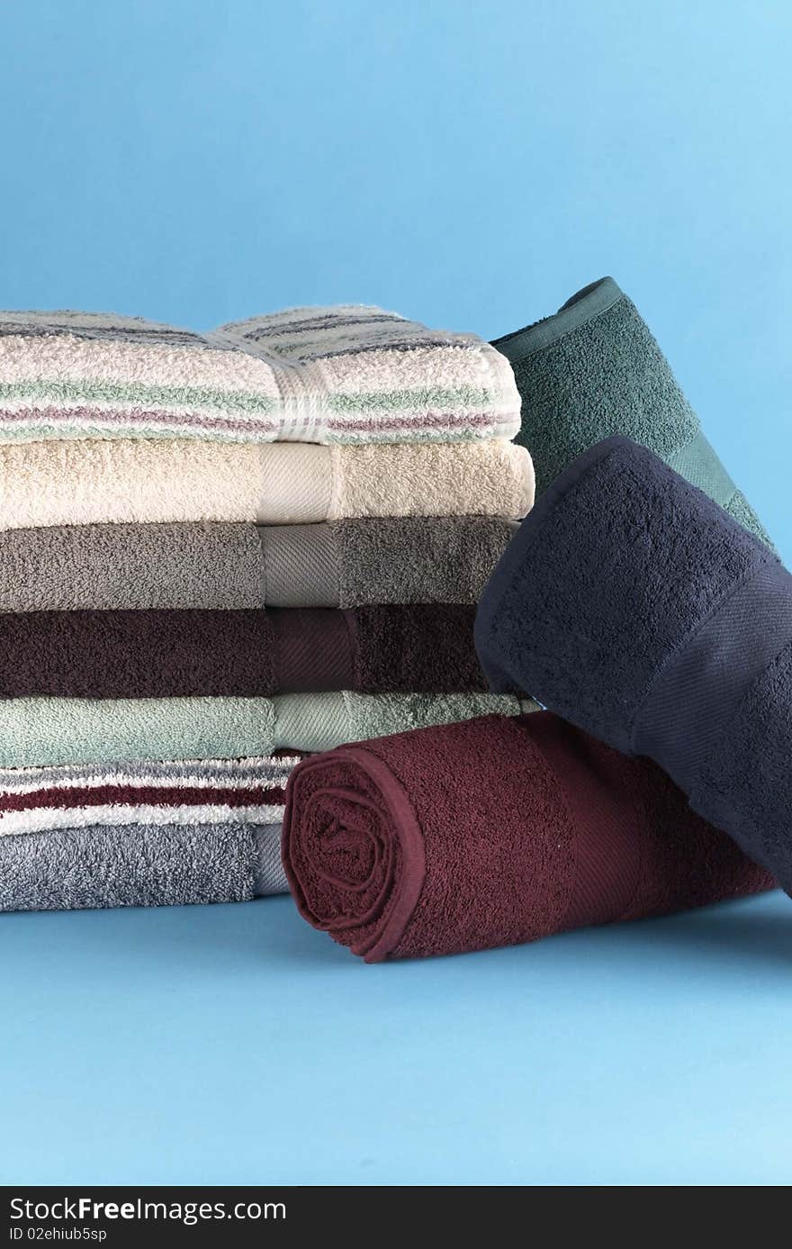 Folded and rolled towels