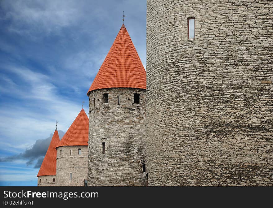 Medieval watchtowers in Old Tallinn, Estonia. Medieval watchtowers in Old Tallinn, Estonia.