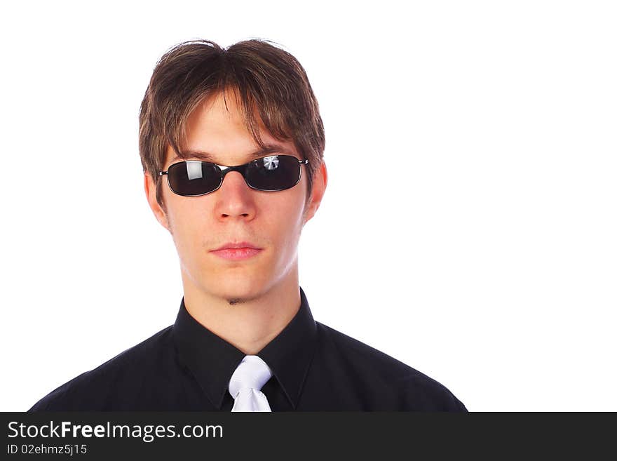 Portrait of a young businessman, isolated on white