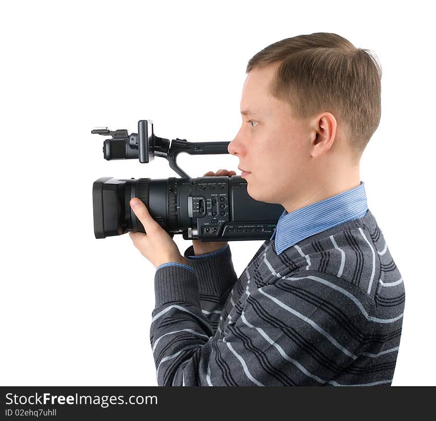 Cameraman isolated on a white background