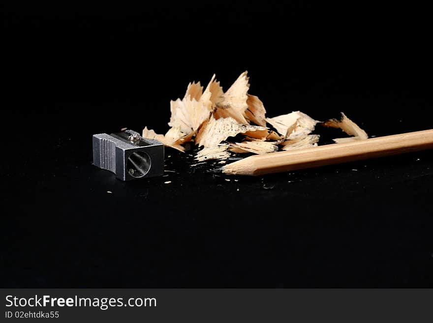 Pencil in an environment shavings