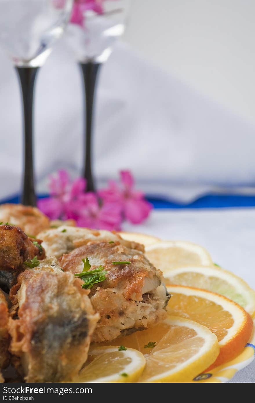 The Plate With Pieces Of The Fried Fish