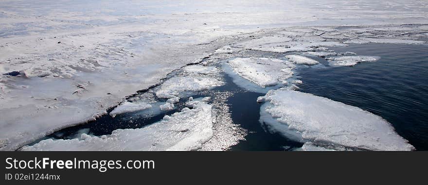 Lake Baikal. Spring. Close up.