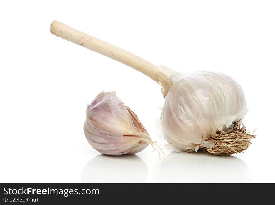 Garlic on a white background