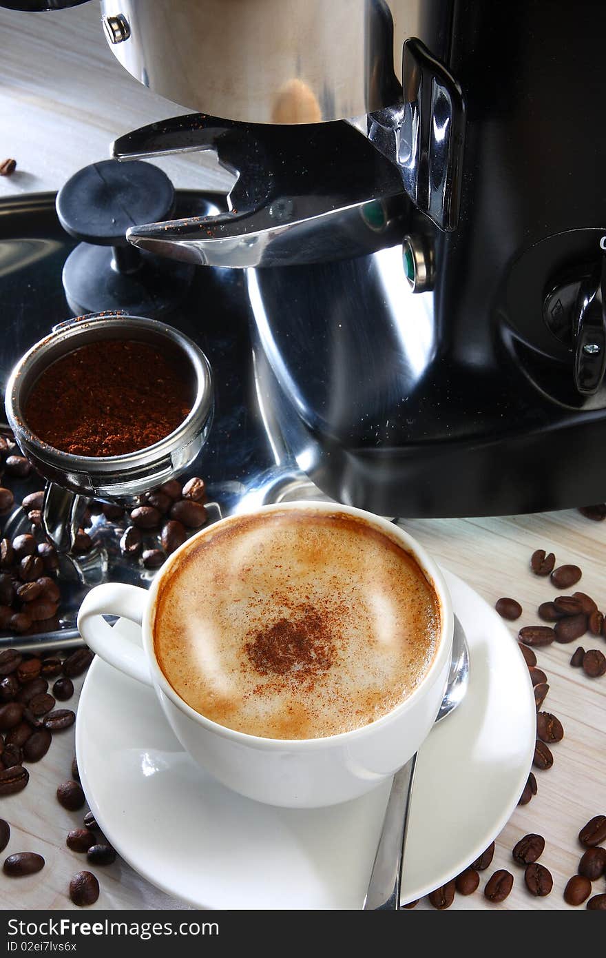 Coffee with powder serve in hot