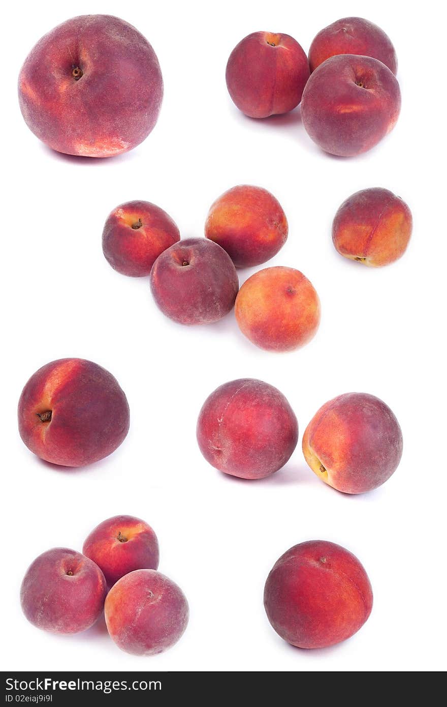 Peaches on white background