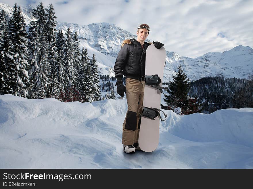 Portrait of a young snowboarder