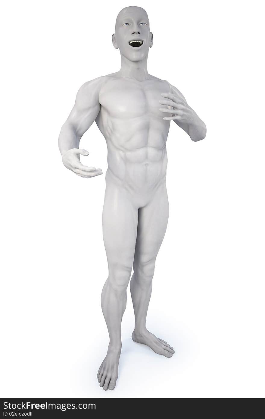 Singing statue of a man. with clipping path.