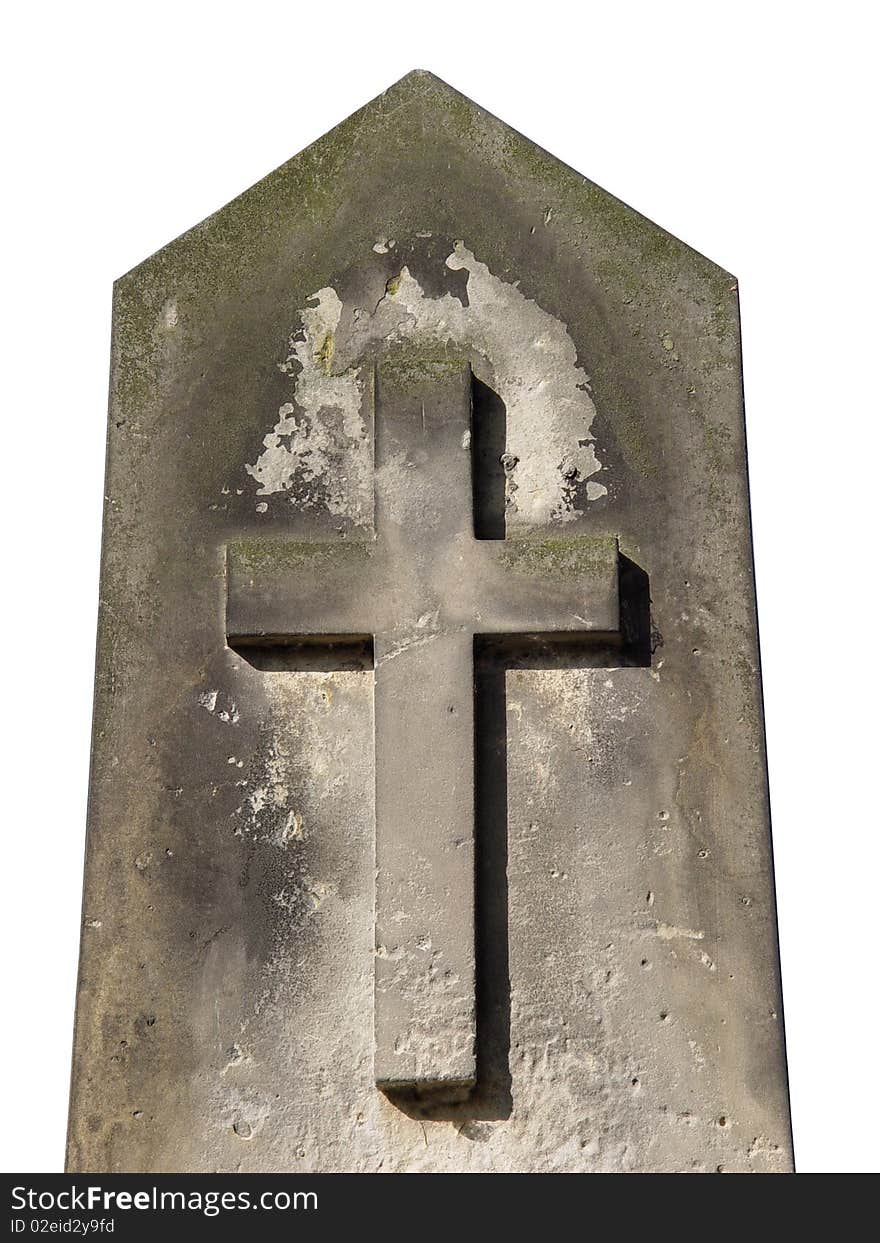 Old cross on white background