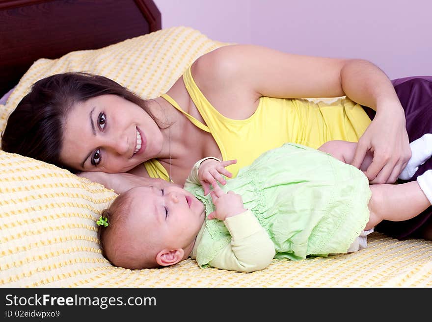 Mother's and daughter at home. Mother's and daughter at home