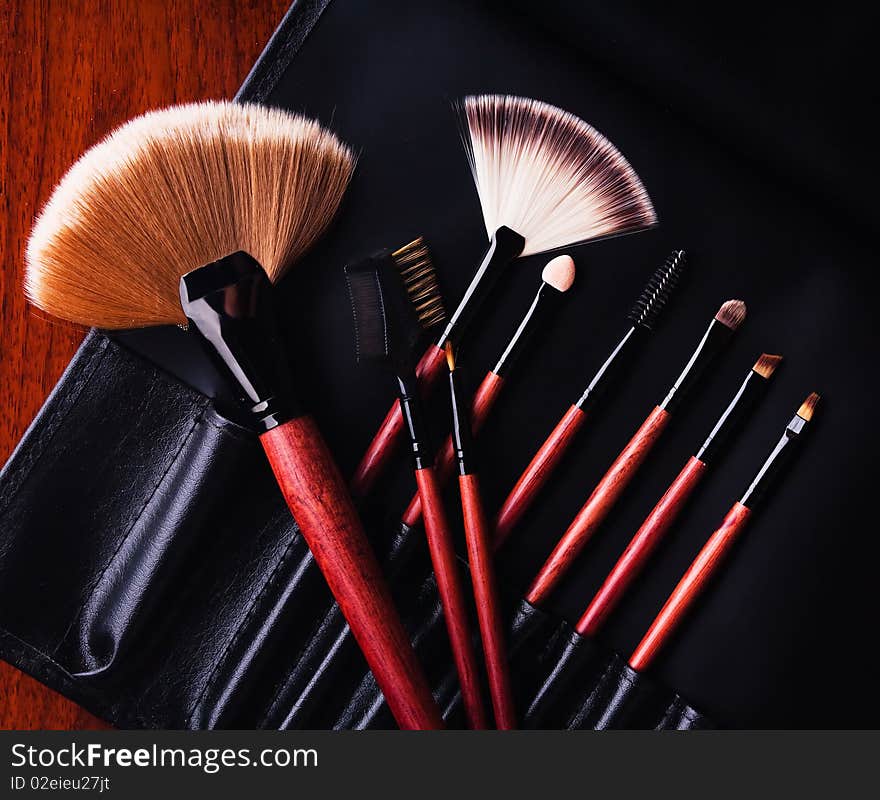 Set of makeup brushes