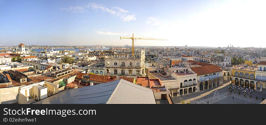 Panoramic view from rooftop in Old Havana skyline. Panoramic view from rooftop in Old Havana skyline