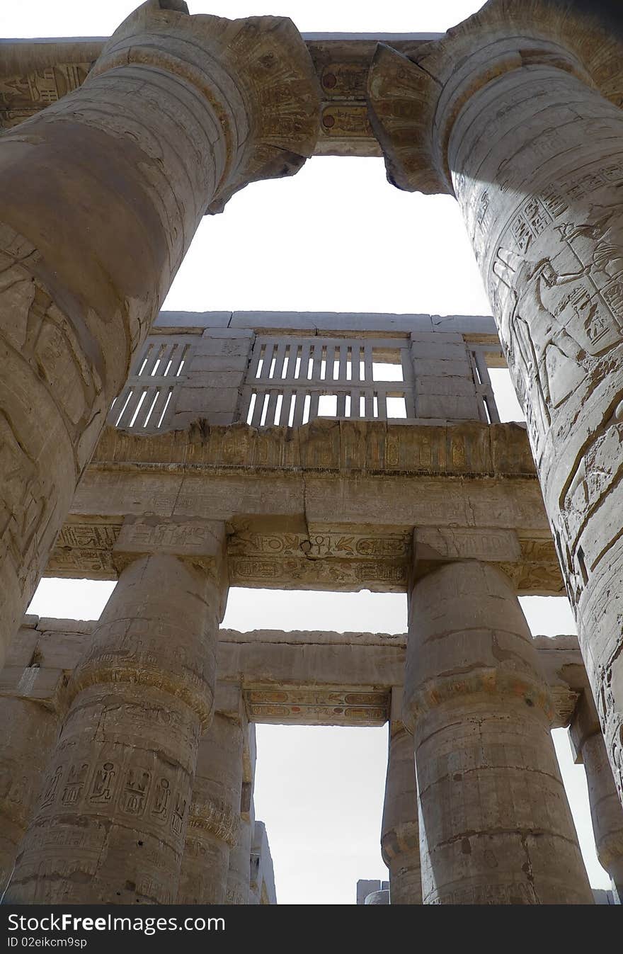 Detail os the Great Pillarhall at Karnak temple, Luxor, Egypt. Detail os the Great Pillarhall at Karnak temple, Luxor, Egypt