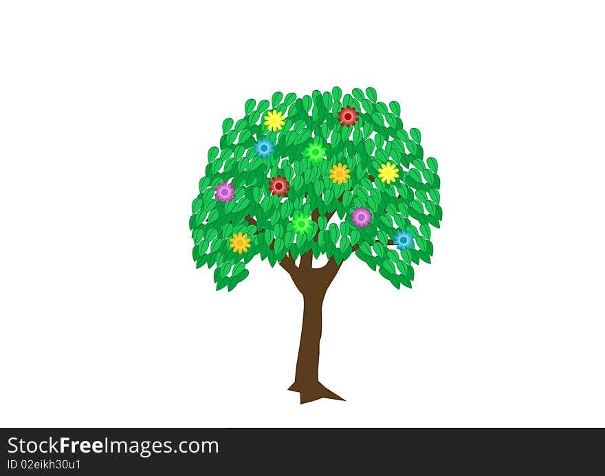 Illustration tree with foliage on white background. Illustration tree with foliage on white background