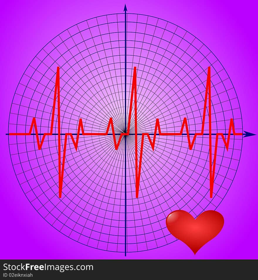 The medical schedule of heart on a background. The medical schedule of heart on a background