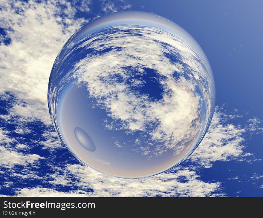 Sphere at the sky. 3D illustration.