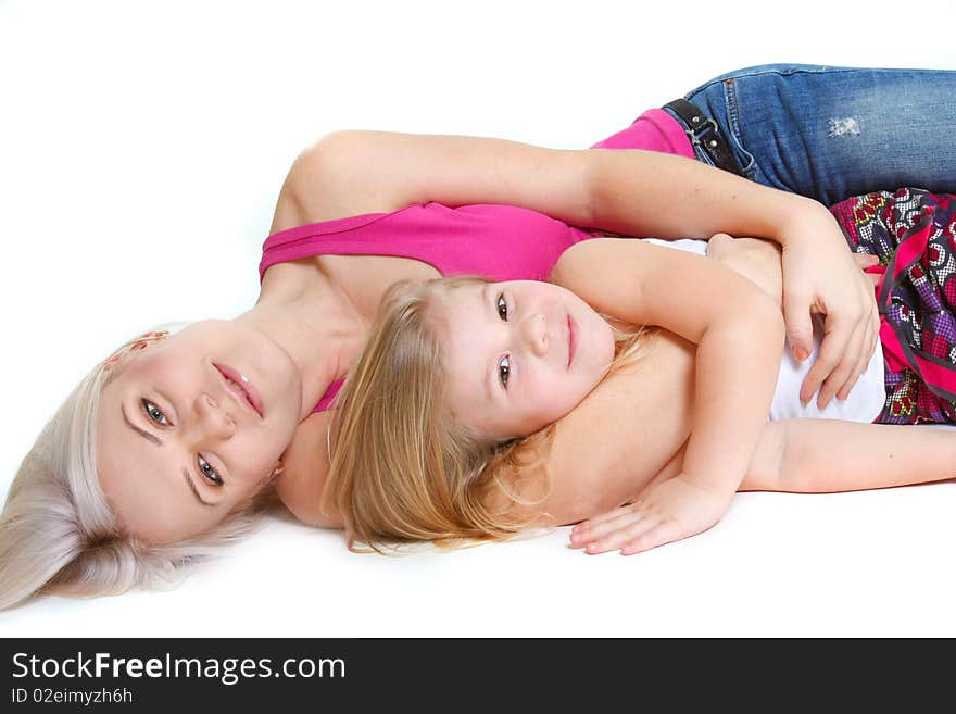 Loving mother and daughter