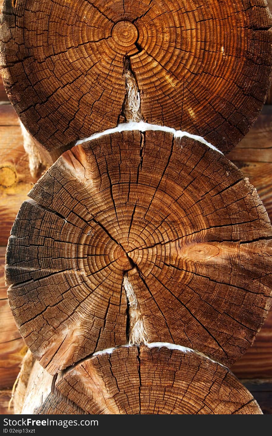 Closeup beautiful part of the wooden logs of the house building. Closeup beautiful part of the wooden logs of the house building