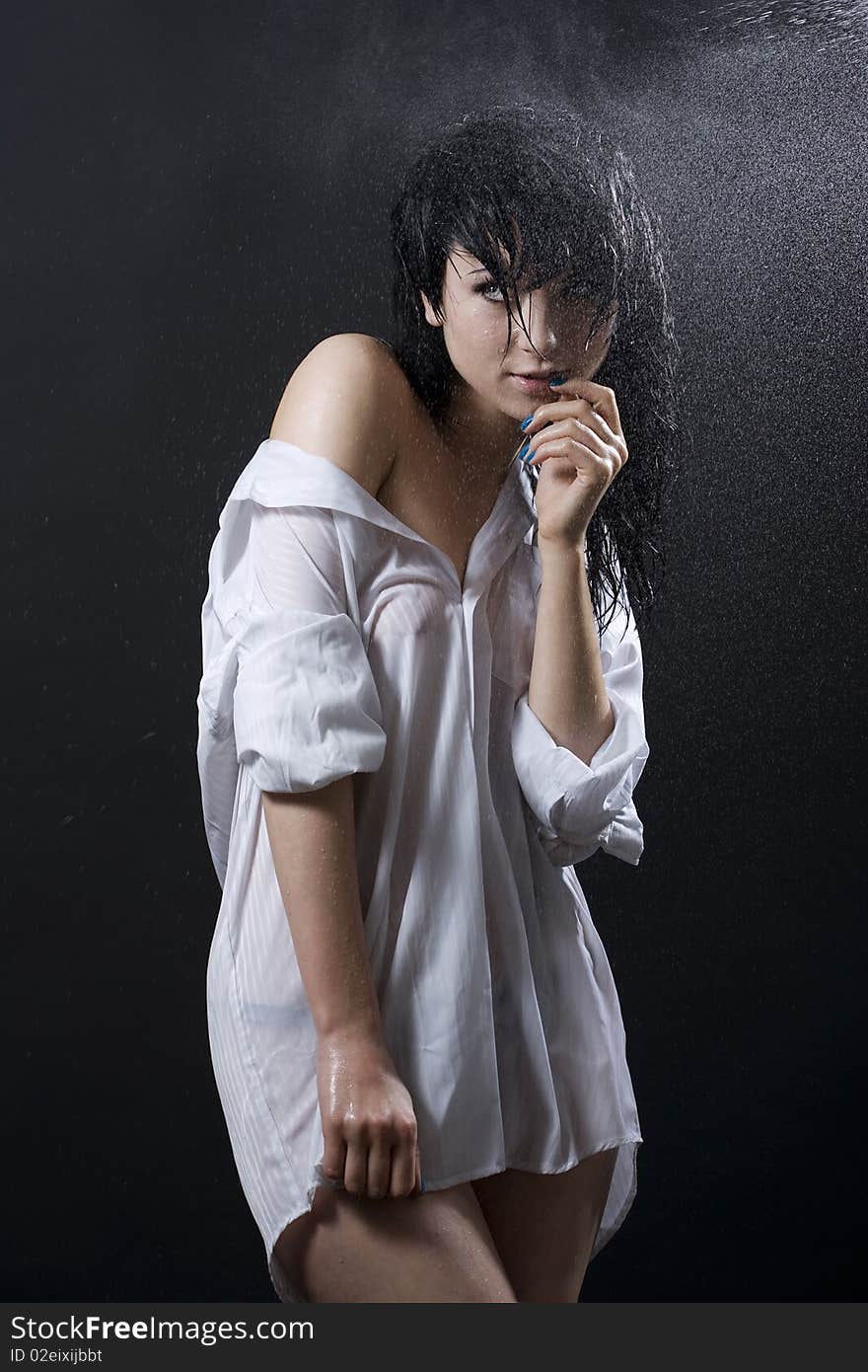 Wet Woman Wearing Shirt