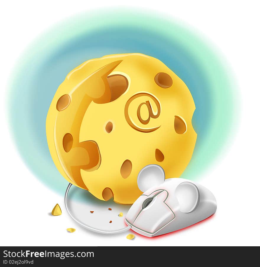 Abstract Illustration of a Cheese as a Computer a