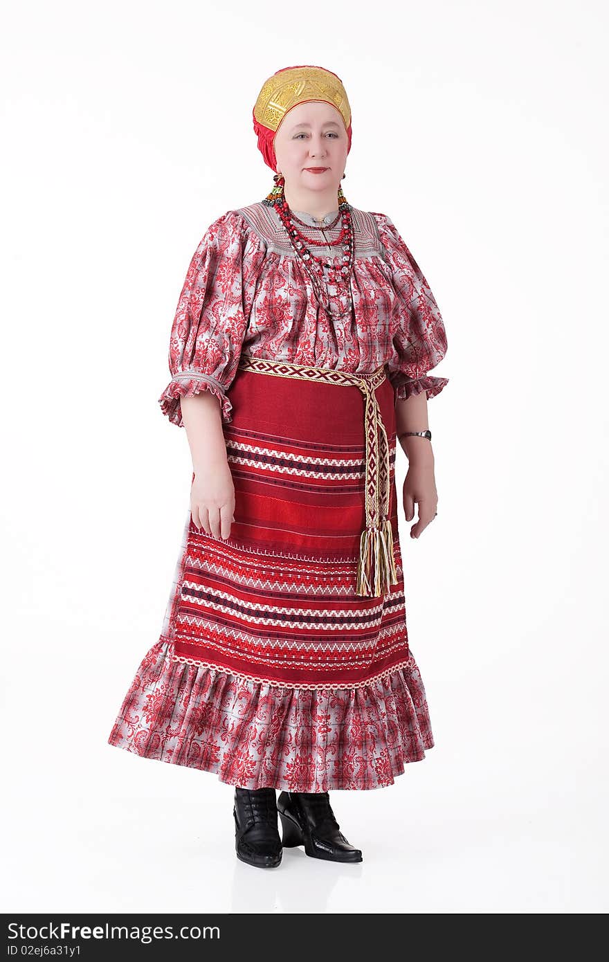 Woman In Russian Traditional Clothing