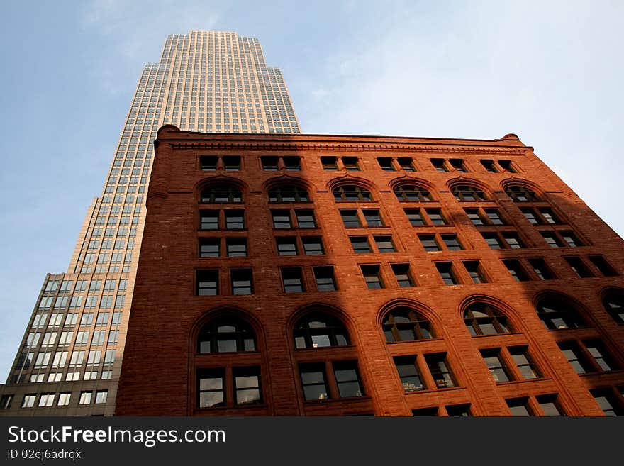 Old and new architecture together in downtown Cleveland Ohio