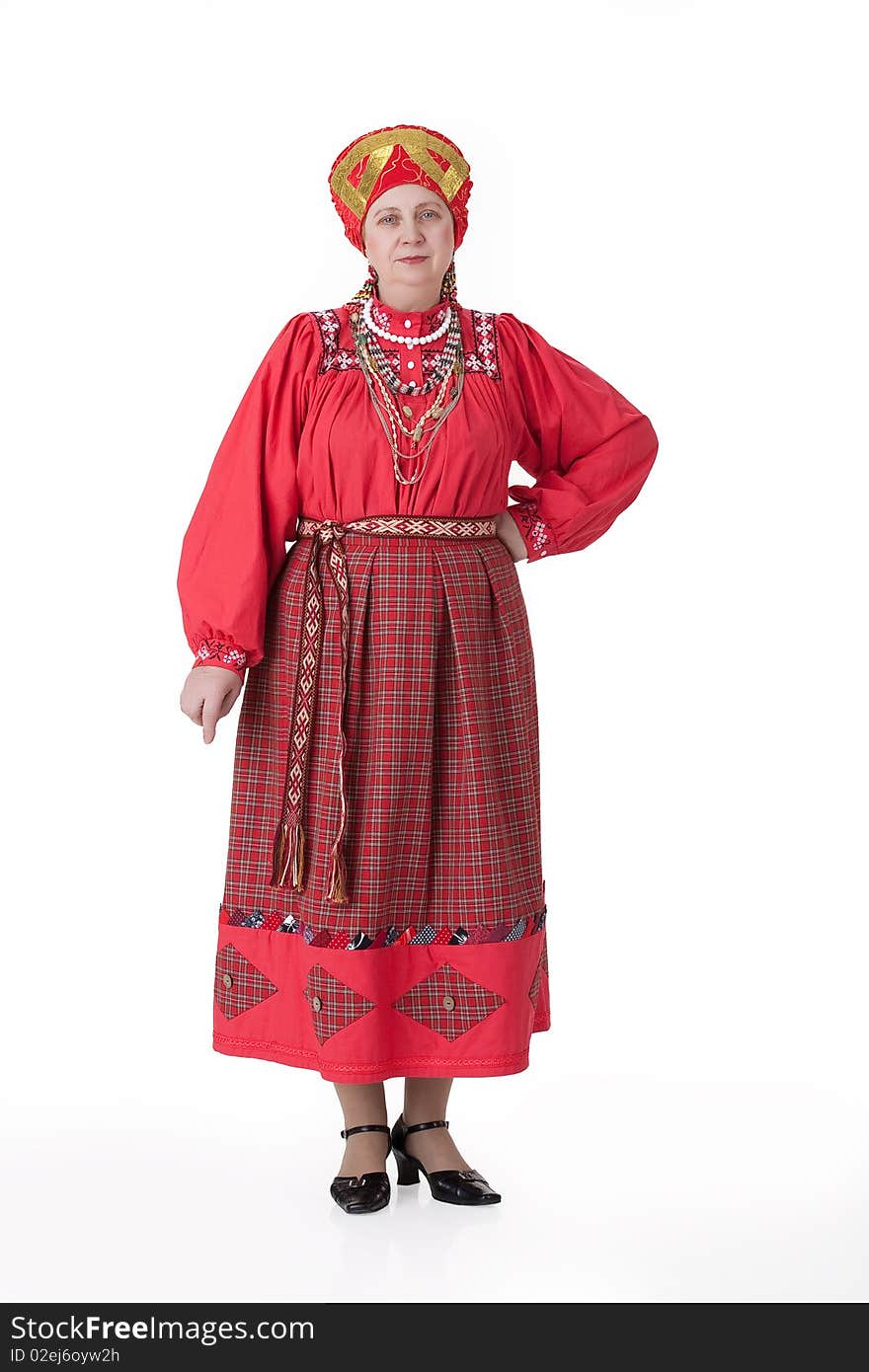 Woman In Russian Traditional Clothing