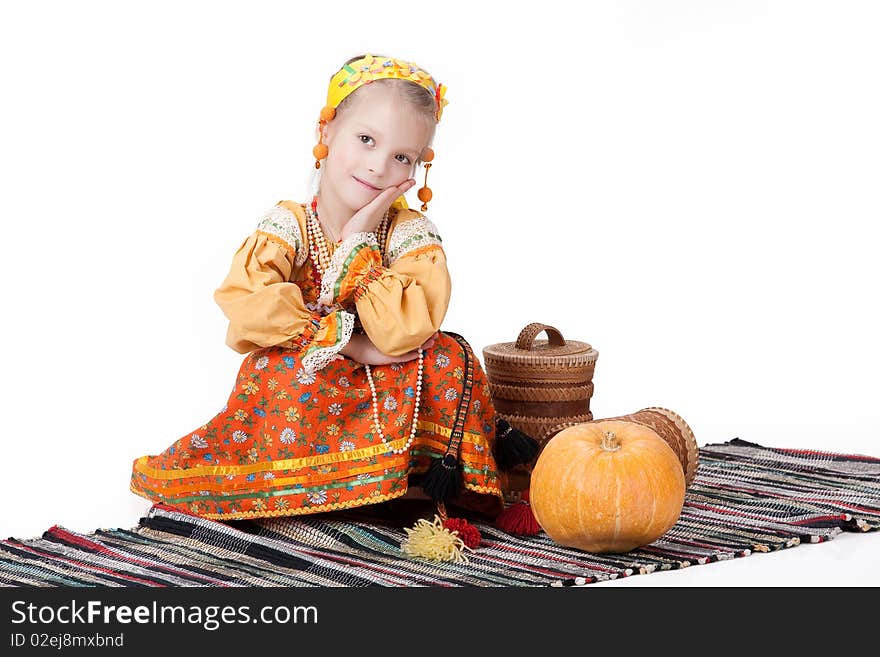 Girl In Russian Traditional Clothing