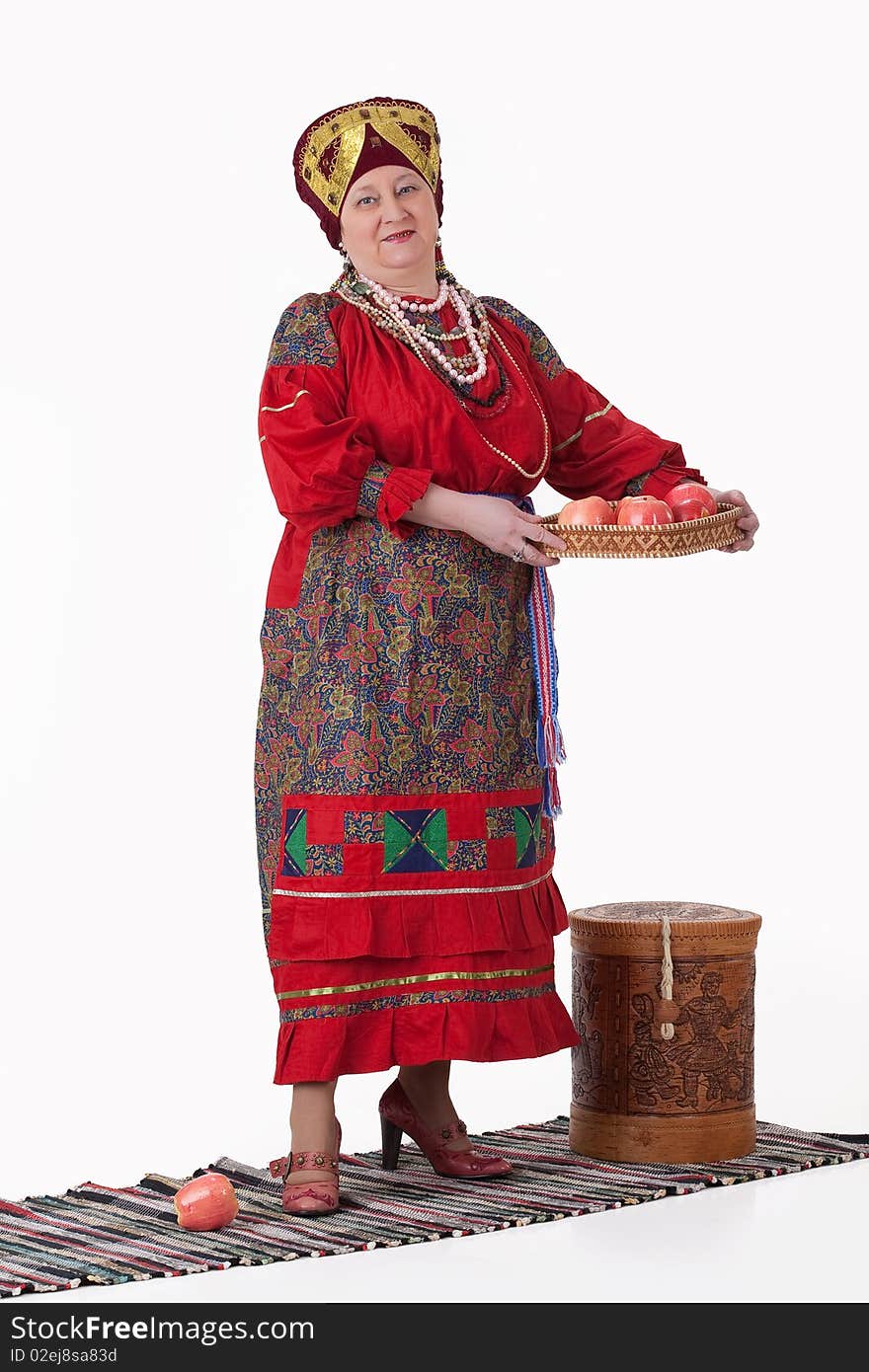 Woman In Russian Traditional Clothing